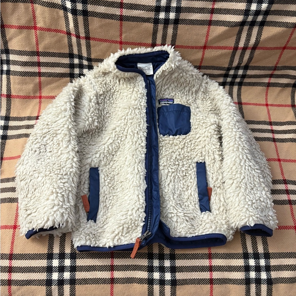 Patagonia Kids Fleece Jacket - Cream and Blue